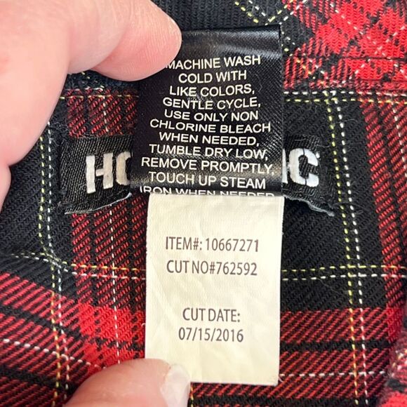 Hot Topic Button Down 2X Red Black Plaid Edgy Lace Back Split Grunge Goth Shirt - Picture 8 of 8